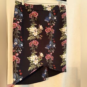 Ted Baker - Black Pencil Skirt w/Pink, Green, Blue, & Red Wildflowers